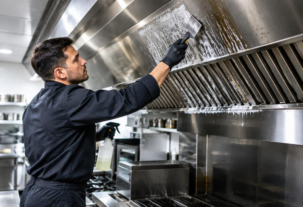 Exhaust Hood Cleaning work in progress
